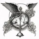 scale and Libra constellation merging tattoo design idea