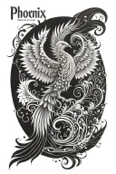 phoenix with number 8 or 888 and some words about healing like breathe or It'll be okay  tattoo design idea