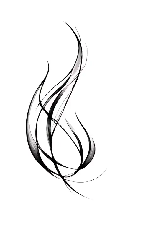 abstract flame-like curves. Flowing, irregular organic shapes with smooth edges. Dynamic, airy, and minimalistic. tattoo design idea