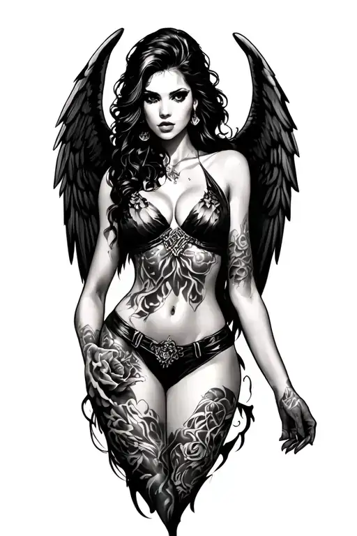 sexy female Dark Angel tattoo design idea