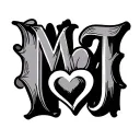 Initials MT with heart tattoo design idea
