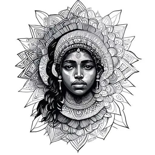 geometric knee Mandela, layers showcasing tattoo design idea