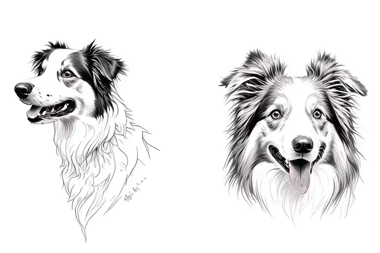 border collie portrait tattoo design idea