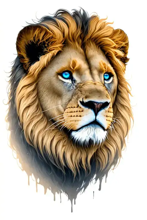 a lion with a scar and blue eyes tattoo design idea