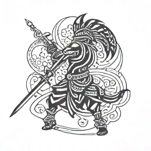 African warrior wielding a sword tattoo design idea