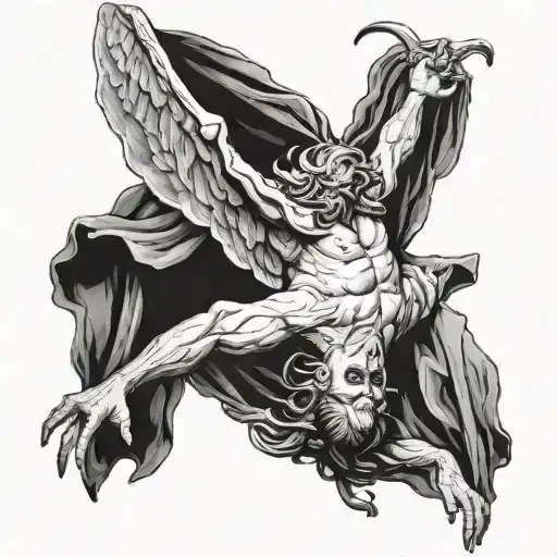 lucifer falling tattoo design idea