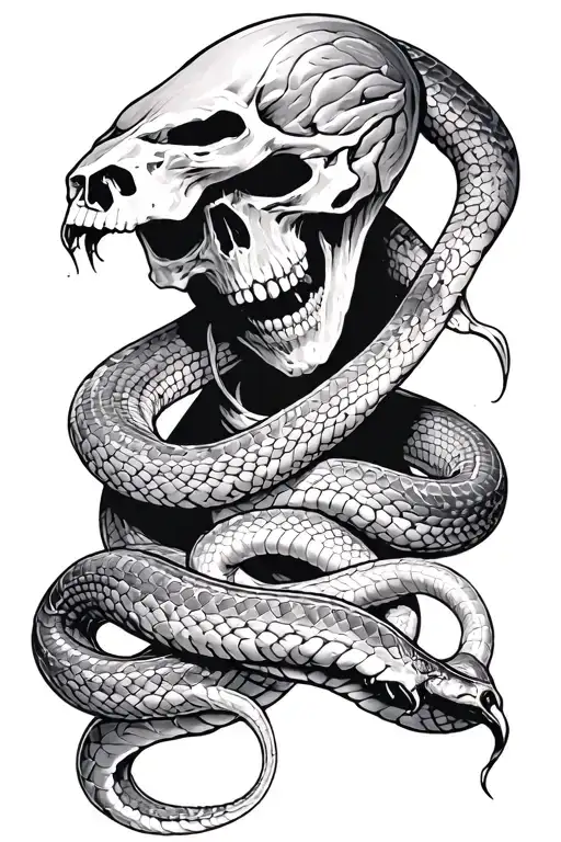 snake bites the grim reaper tattoo design idea