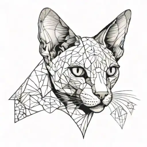 chat sphynx cat with demonic tattoo design idea