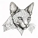 chat sphynx cat with demonic tattoo design idea