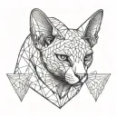 chat sphynx cat with demonic tattoo design idea