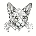 chat sphynx cat with demonic tattoo design idea