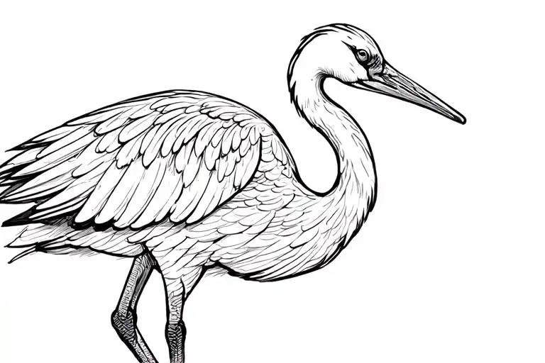 dainty line work sand hill crane tattoo design idea