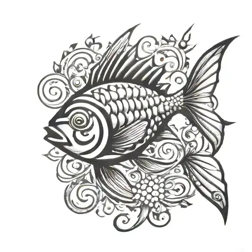 stylized lettering of the Greek word for 'fish' tattoo design idea