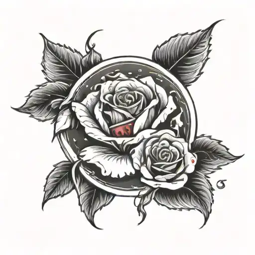 rose forming into blood moon   tattoo design idea