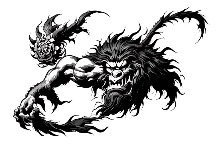 narasimha fierce tattoo design idea