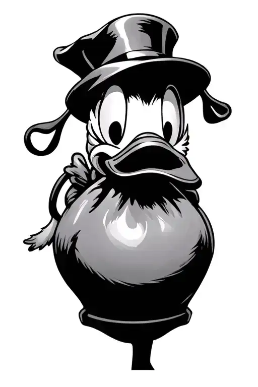 donald duck money bag tattoo design idea