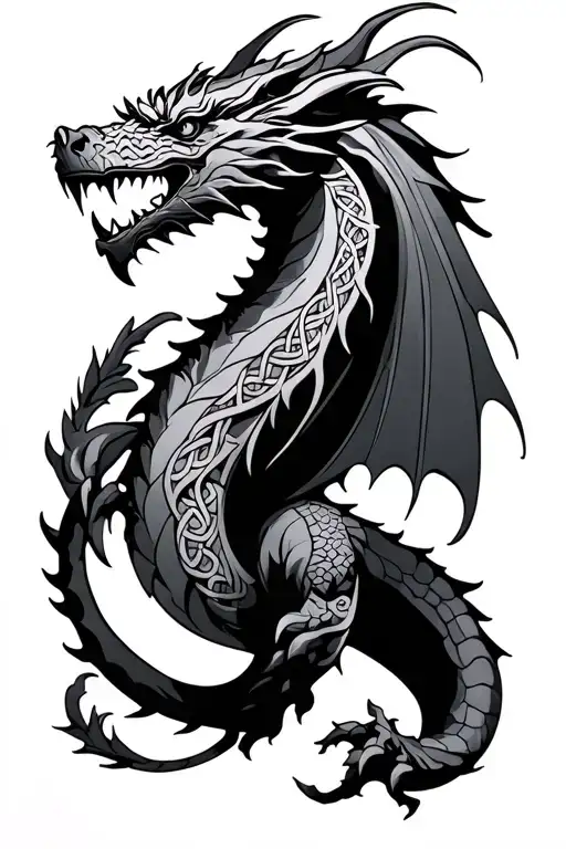 Celtic dragon tattoo design idea