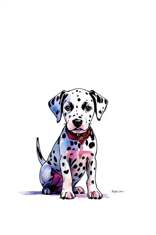 Dalmatian Puppy with villain themed tattoo tattoo design idea