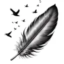 feather with tiny birds fly away  tattoo design idea