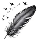 feather with tiny birds fly away  tattoo design idea