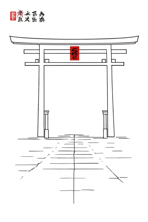 red Japanese torii gate tattoo design idea