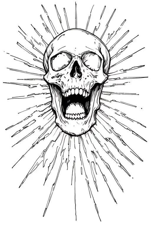 skull opening its mouth open with aura tattoo design idea