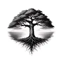 Carl jung, tree with roots reaching deep tattoo design idea