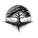 Carl jung, tree with roots reaching deep tattoo design idea