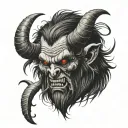 demonic krampus head glitch effect  tattoo design idea