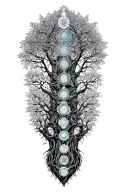 7 chakras in tree inside symbolizing tattoo design idea