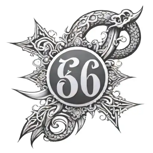 666 number tattoo design idea