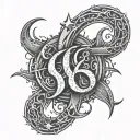 666 number tattoo design idea