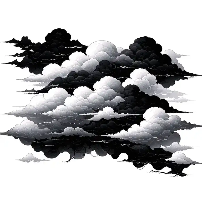 black japanese cloud background tattoo design idea