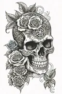 skull with roses and eye of horus tattoo design idea