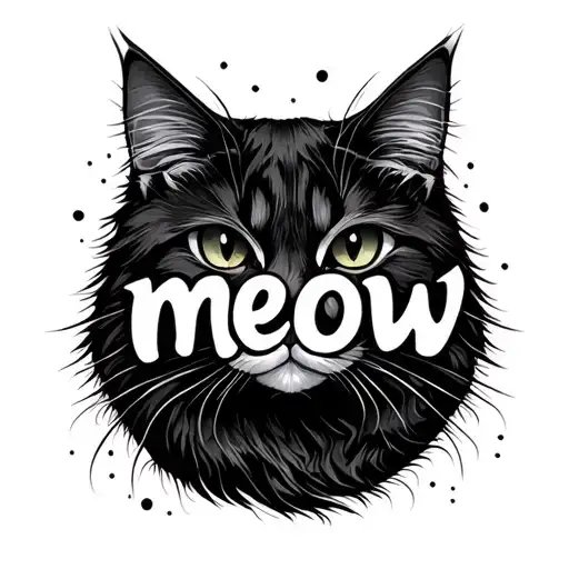 meow word handwritten tattoo design idea