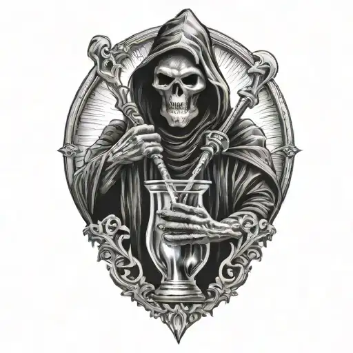 Grim reaper holding an hour glass tattoo design idea