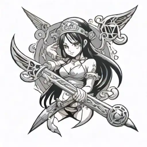 one-piece armband anime nico robin and nami tattoo design idea