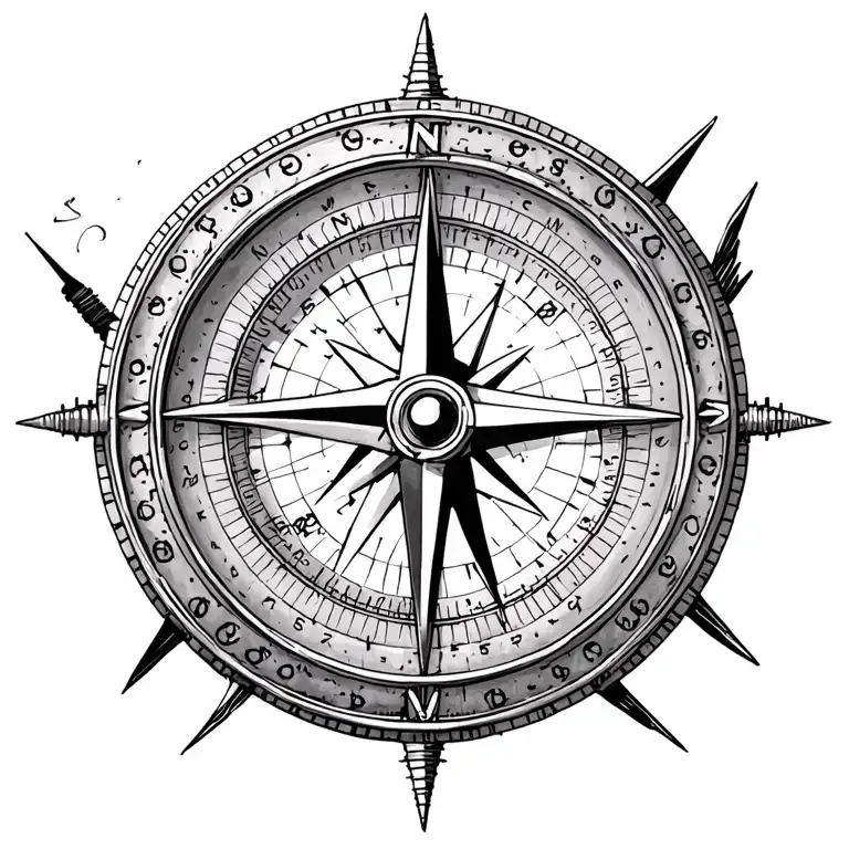 compass and sextant navigation tattoo design idea