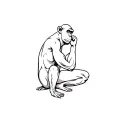 monkey in thinking man pose sitting tattoo design idea