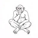 monkey in thinking man pose sitting tattoo design idea