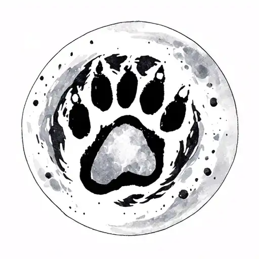 Moon And Paw Print tattoo design idea