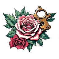 Raven, knuckle dusters, rose tattoo design idea