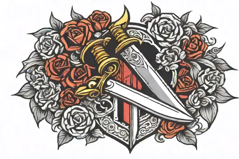 dagger knife memorial tattoo for dad tattoo design idea