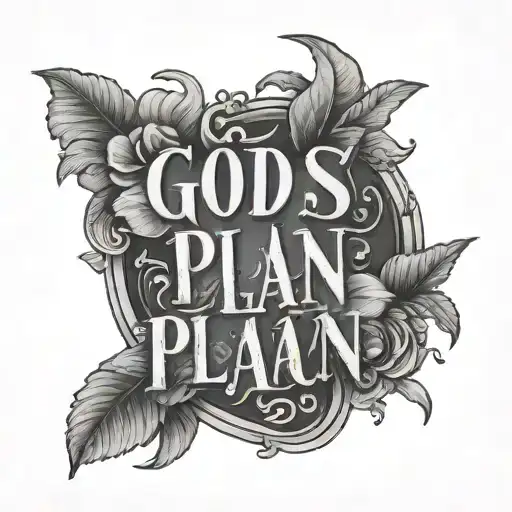 forearm tatto with the phrase GODS PLAN tattoo design idea
