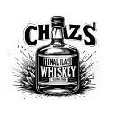 Whiskey bottle that says CHAZS FINAL FLASH WHISKEY tattoo design idea