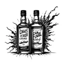 Whiskey bottle that says CHAZS FINAL FLASH WHISKEY tattoo design idea