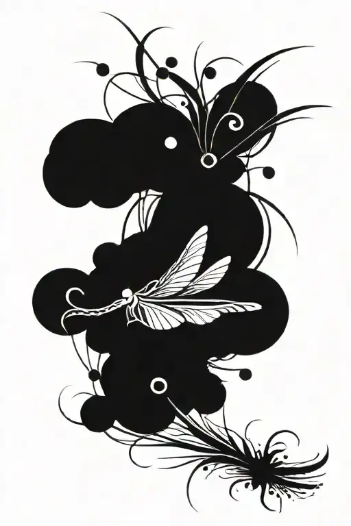 Dragonfly flying tattoo design idea