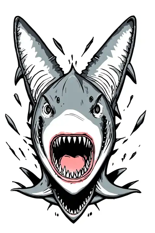 Shark head coming tattoo design idea
