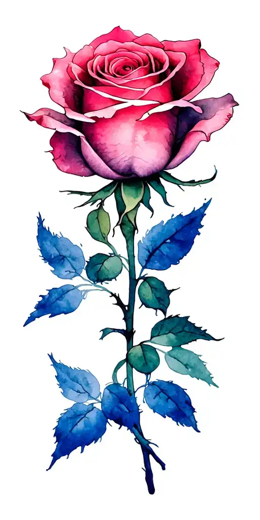 closed rose with long shaft  tattoo design idea