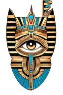 eye of ra, eye of horus, Egyptian garter thigh tattoo tattoo design idea